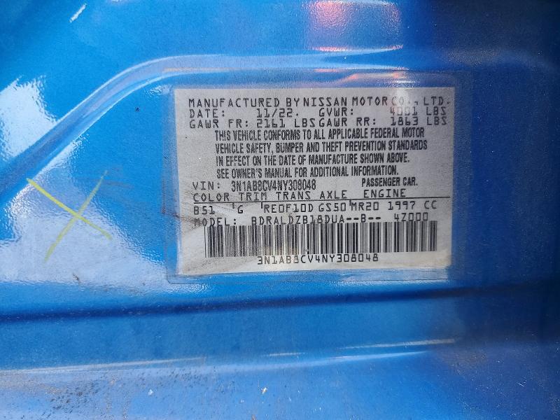 2022 Nissan Sentra მანქანა იყიდება აუქციონზე, vin: 3N1AB8CV4NY308048, აუქციონის ნომერი: 56229396
