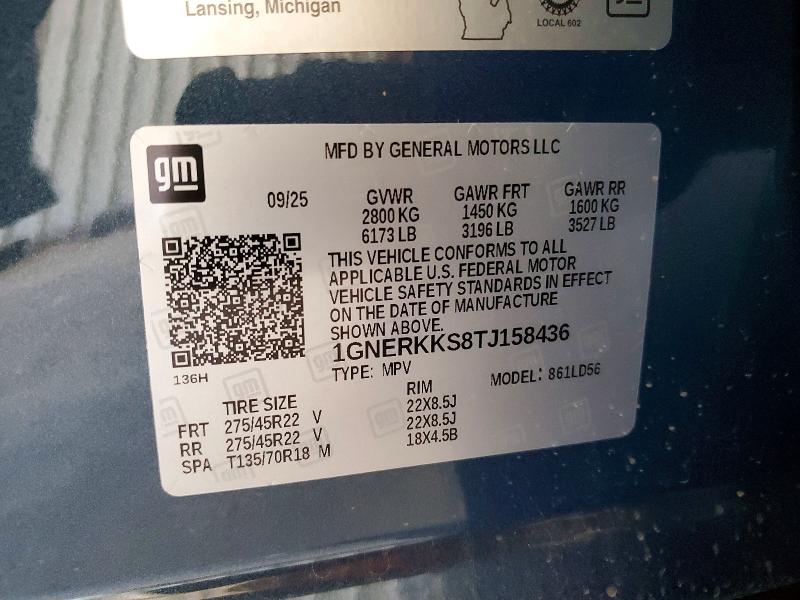 57504046 :رقم المزاد ، 1GNERKKS8TJ158436 vin ، 2026 Chevrolet Traverse مزاد بيع
