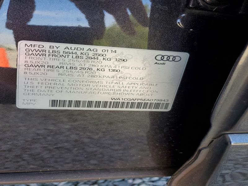 58620606 :رقم المزاد ، WA1CGAFP5EA079843 vin ، 2014 Audi Sq5 مزاد بيع