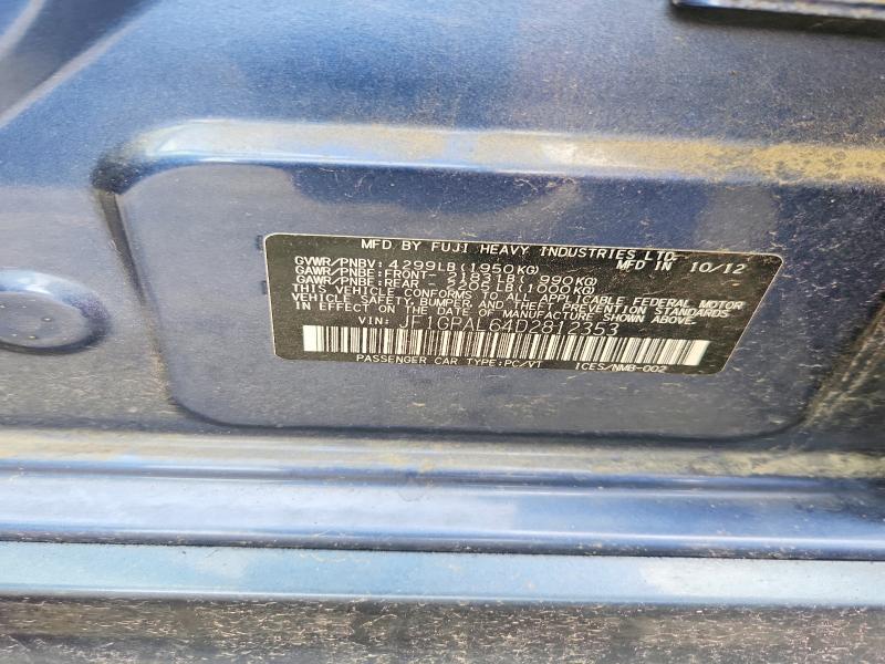 Aukcja sprzedaży 2013 Subaru Impreza, vin: JF1GPAL64D2812353, numer aukcji: 58645876