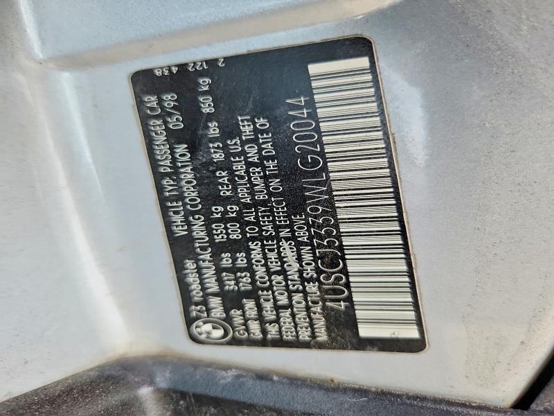 57317086 :رقم المزاد ، 4USCJ3339WLG20044 vin ، 1998 Bmw Z3 مزاد بيع
