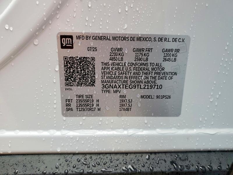 2026 Chevrolet Equinox მანქანა იყიდება აუქციონზე, vin: 3GNAXTEG9TL219710, აუქციონის ნომერი: 57119926