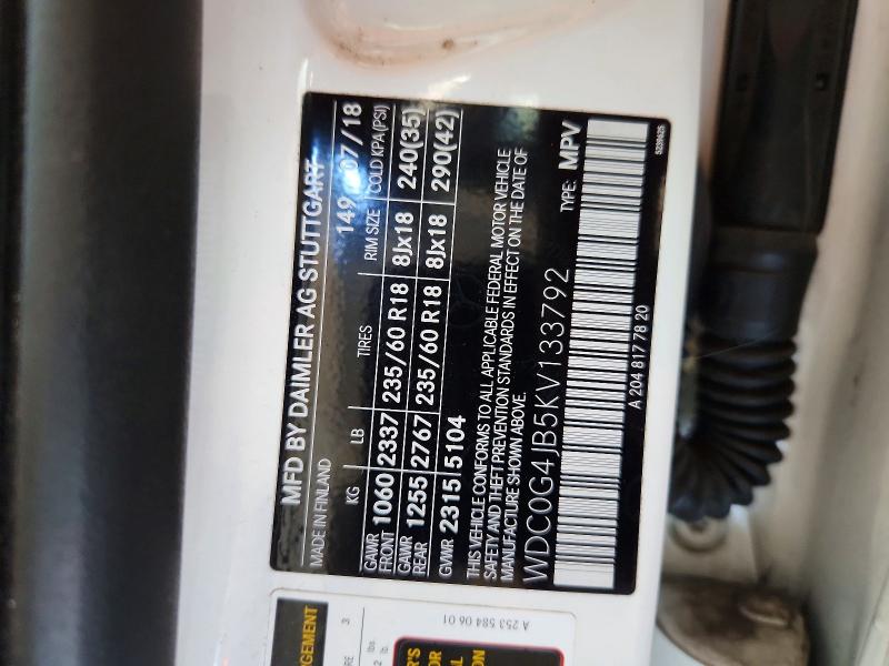 Aukcja sprzedaży 2019 Mercedes-benz Glc, vin: WDC0G4JB5KV133792, numer aukcji: 58916616