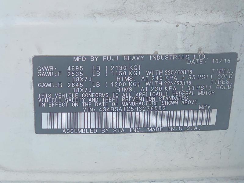 Продажа на аукционе авто 2017 Subaru Outback, vin: 4S4BSATC5H3276582, номер лота: 56764416