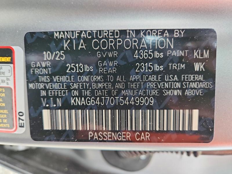 Продажа на аукционе авто 2026 Kia K5, vin: KNAG64J70T5449909, номер лота: 56122786