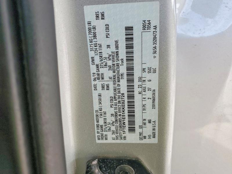Продажа на аукционе авто 2019 Ford F150, vin: 1FTEW1E51KKE02728, номер лота: 54831026