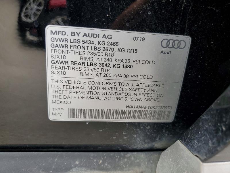 Aukcja sprzedaży 2019 Audi Q5, vin: WA1ANAFY0K2133979, numer aukcji: 58608516