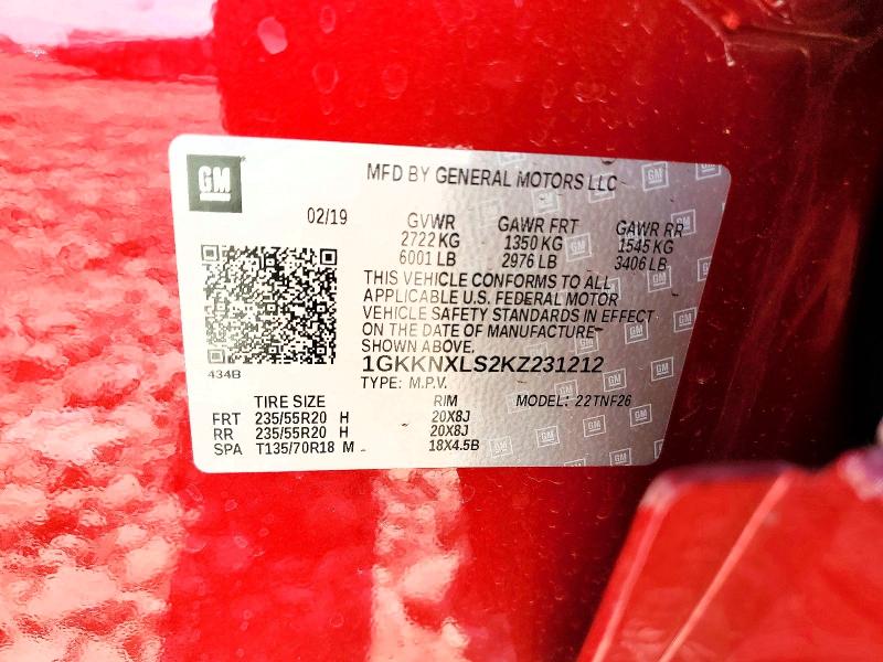 2019 Gmc Acadia მანქანა იყიდება აუქციონზე, vin: 1GKKNXLS2KZ231212, აუქციონის ნომერი: 57388346
