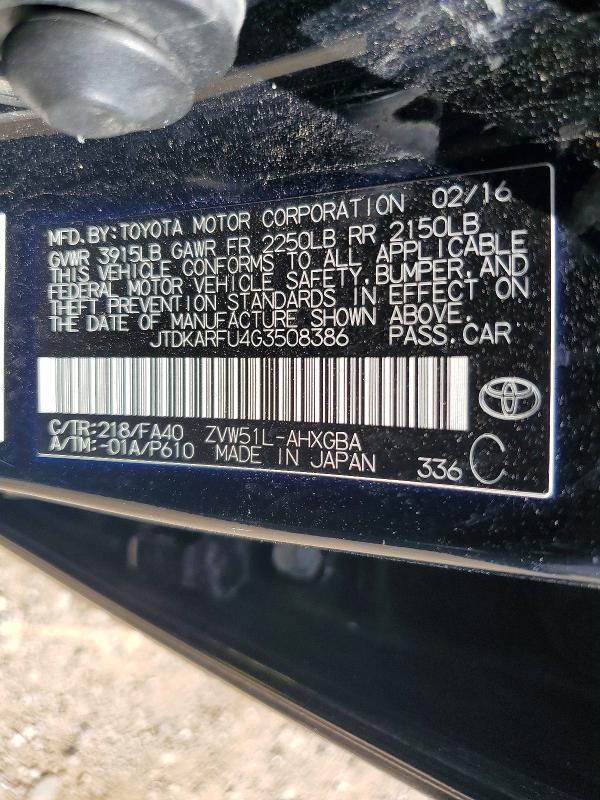 Продажа на аукционе авто 2016 Toyota Prius, vin: JTDKARFU4G3508386, номер лота: 57971326