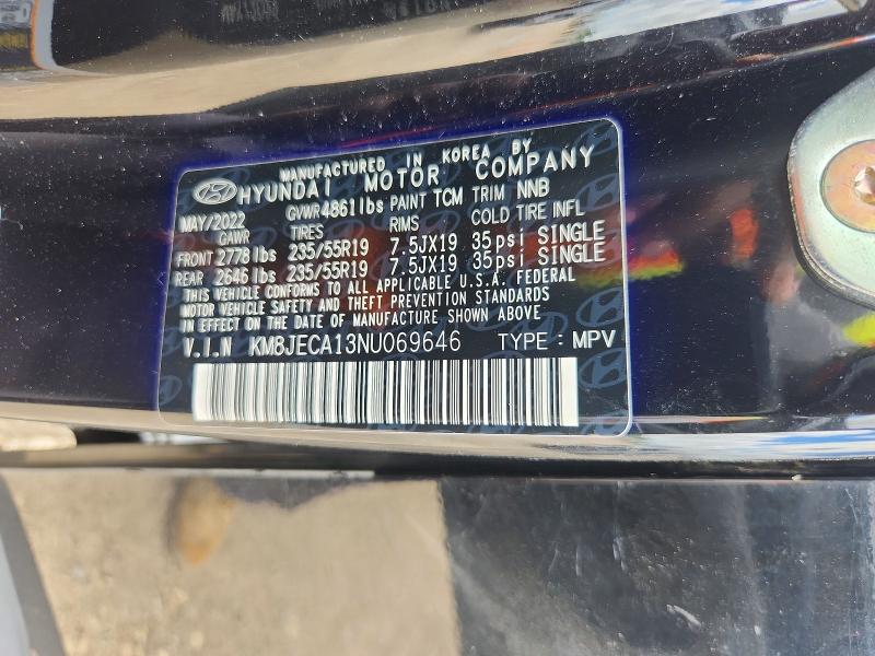 2022 Hyundai Tucson მანქანა იყიდება აუქციონზე, vin: KM8JECA13NU069646, აუქციონის ნომერი: 57862356