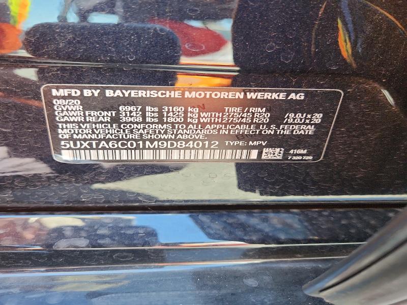 Aukcja sprzedaży 2021 Bmw X5, vin: 5UXTA6C01M9D84012, numer aukcji: 55915756
