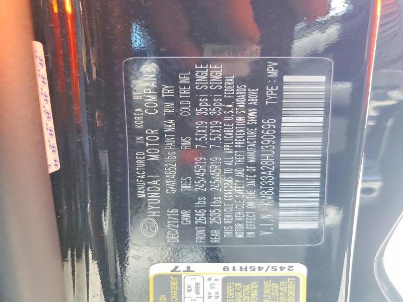 56892366 :رقم المزاد ، KM8J33A28HU390696 vin ، 2017 Hyundai Tucson مزاد بيع