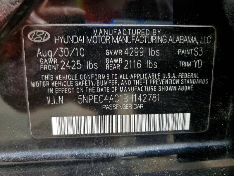 Продажа на аукционе авто 2011 Hyundai Sonata, vin: 5NPEC4AC1BH142781, номер лота: 57265166