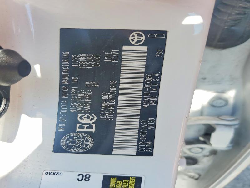 Продаж на аукціоні авто 2023 Toyota Corolla, vin: 5YFB4MDE8PP000919, номер лоту: 58588256