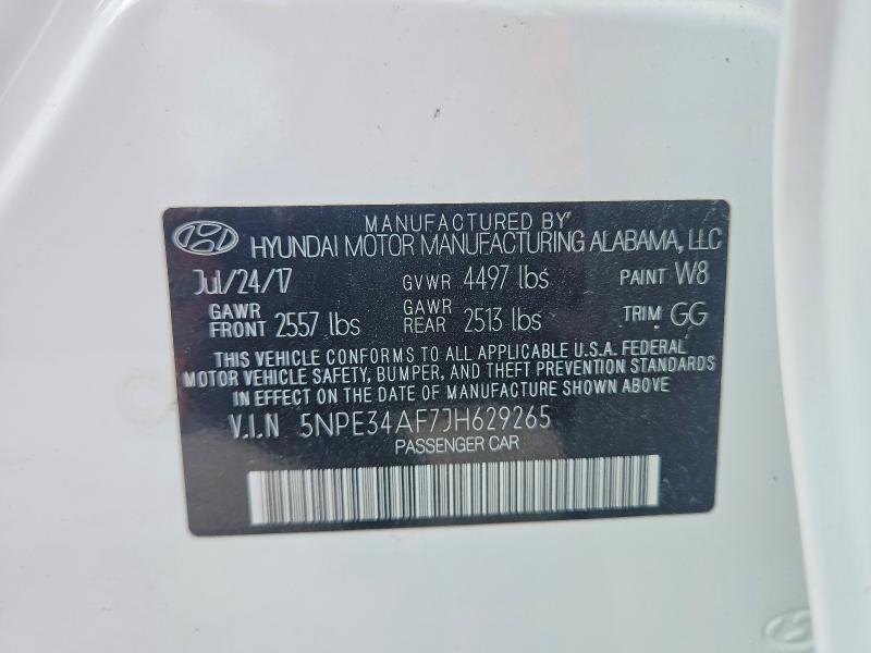 56637686 :رقم المزاد ، 5NPE34AF7JH629265 vin ، 2018 Hyundai Sonata مزاد بيع