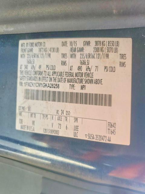 Aukcja sprzedaży 2016 Ford Transit, vin: 1FMZK1CM1GKA28258, numer aukcji: 57001316
