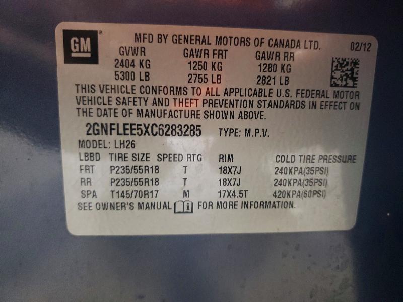 2012 Chevrolet Equinox მანქანა იყიდება აუქციონზე, vin: 2GNFLEE5XC6283285, აუქციონის ნომერი: 58242696