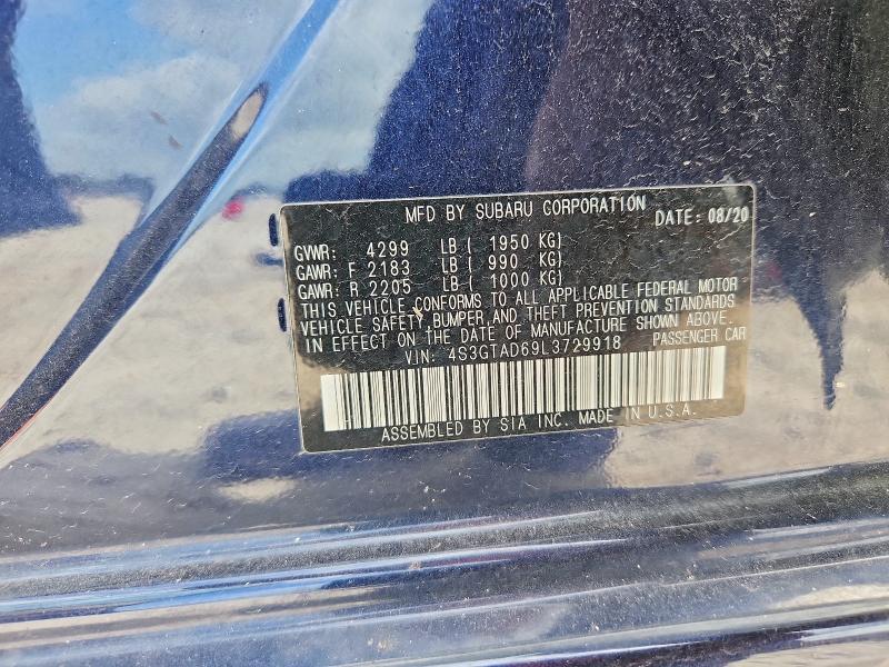 59097716 :رقم المزاد ، 4S3GTAD69L3729918 vin ، 2020 Subaru Impreza مزاد بيع