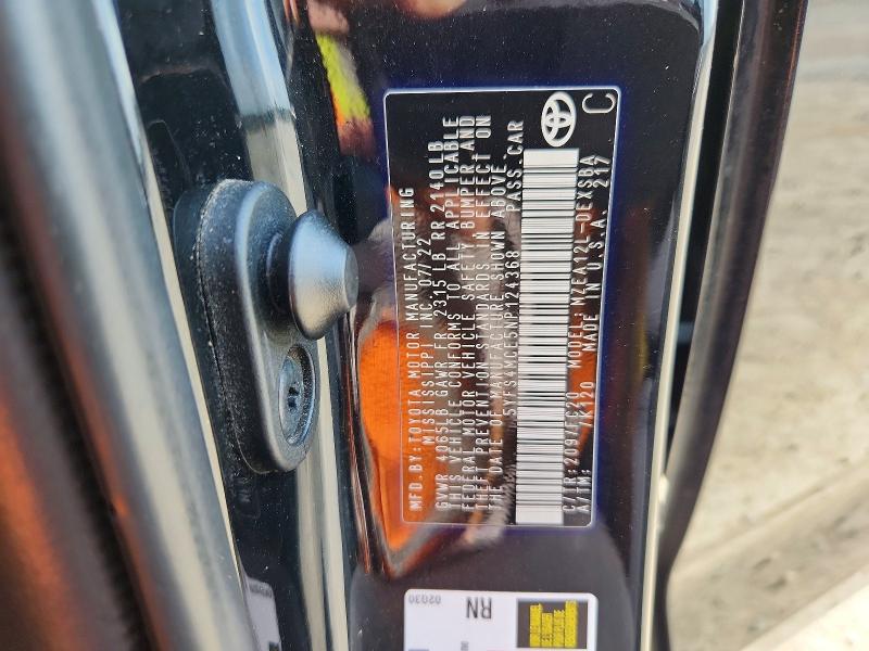 Продаж на аукціоні авто 2022 Toyota Corolla, vin: 5YFS4MCE5NP124368, номер лоту: 54786276