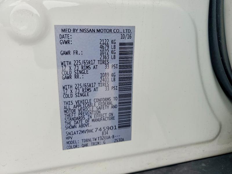 Aukcja sprzedaży 2017 Nissan Rogue, vin: 5N1AT2MV9HC745901, numer aukcji: 58985586