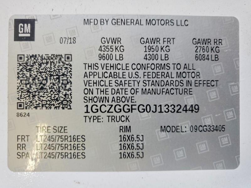 Продаж на аукціоні авто 2018 Chevrolet Express G3500, vin: 1GCZGGFG0J1332449, номер лоту: 58078106