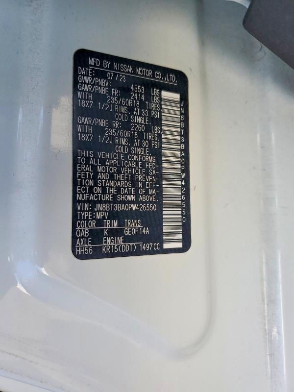 57076266 :رقم المزاد ، JN8BT3BA0PW426550 vin ، 2023 Nissan Rogue مزاد بيع