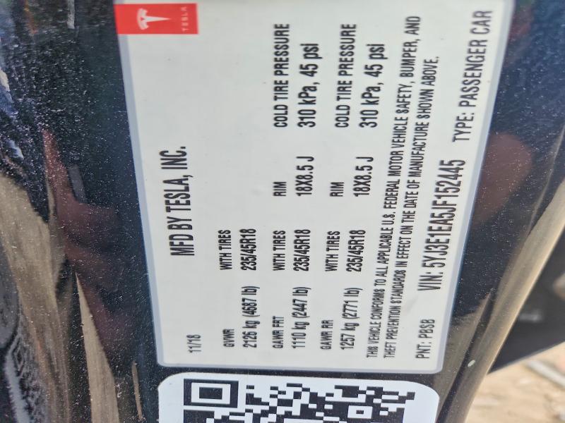 Aukcja sprzedaży 2018 Tesla Model 3, vin: 5YJ3E1EA5JF152445, numer aukcji: 56893626