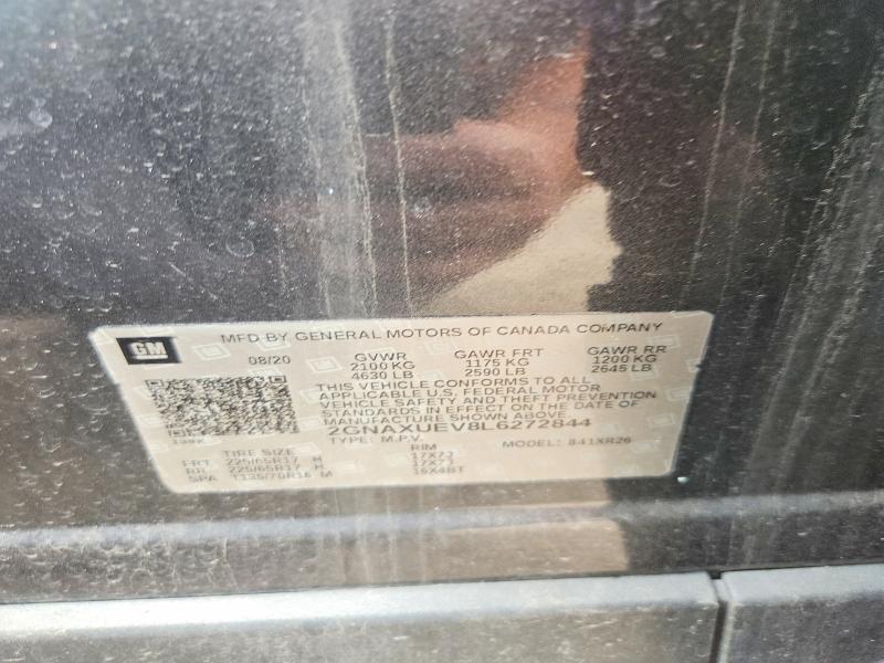 Продаж на аукціоні авто 2020 Chevrolet Equinox, vin: 2GNAXUEV8L6272844, номер лоту: 58581396