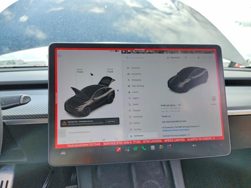 Продажа на аукционе авто 2022 Tesla Model Y, vin: 7SAYGAEE9NF337349, номер лота: 55038716