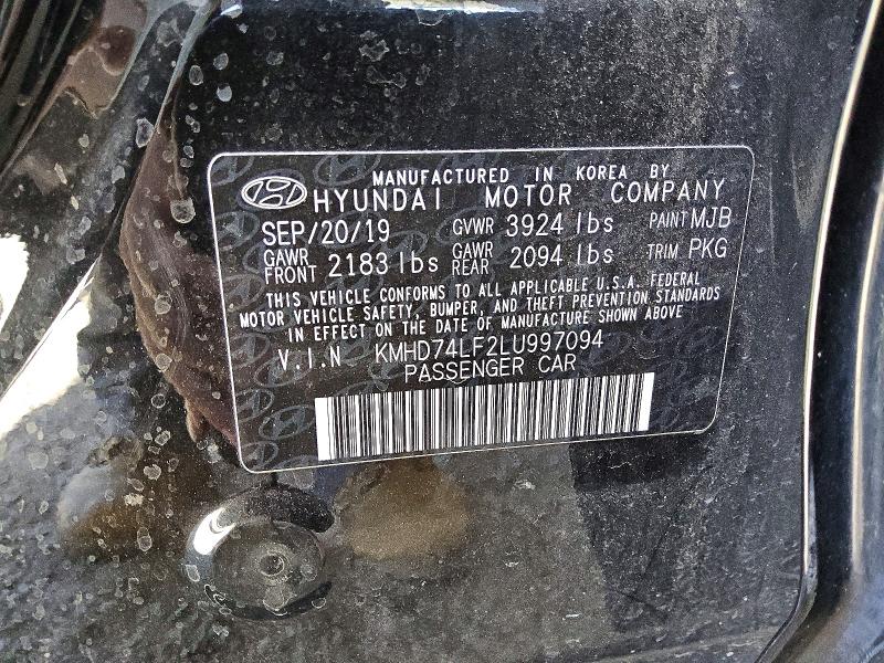 58257196 :رقم المزاد ، KMHD74LF2LU997094 vin ، 2020 Hyundai Elantra مزاد بيع