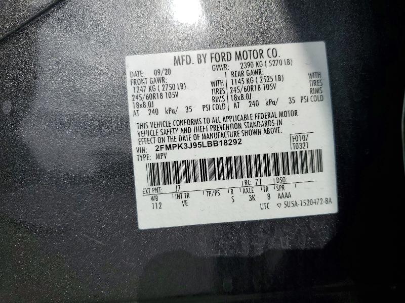 Продажа на аукционе авто 2020 Ford Edge, vin: 2FMPK3J95LBB18292, номер лота: 56685136