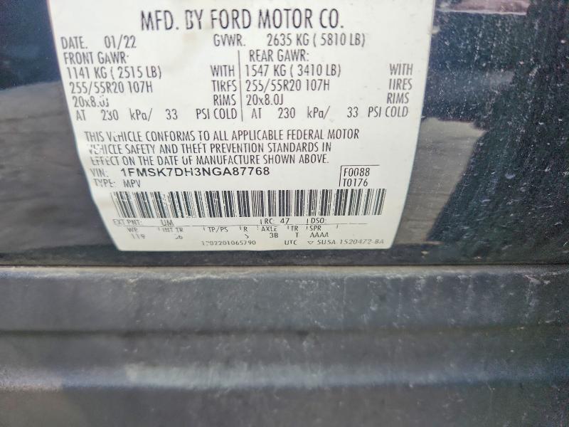 Продаж на аукціоні авто 2022 Ford Explorer, vin: 1FMSK7DH3NGA87768, номер лоту: 85628235