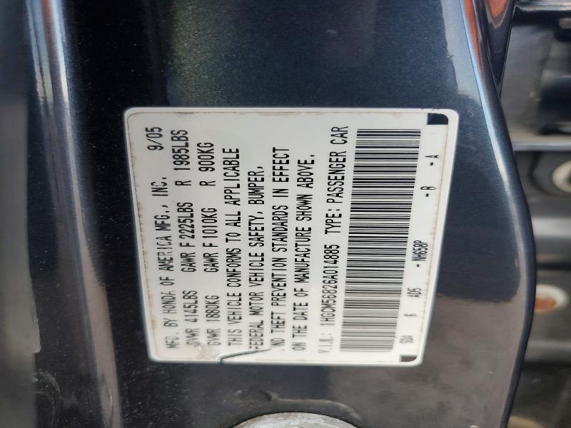 Auction sale of the 2006 Honda Accord, vin: 1HGCM56826A014885, lot number: 56283106