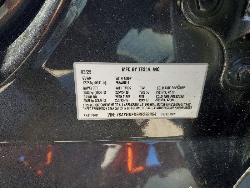 Продажа на аукционе авто 2025 Tesla Model Y, vin: 7SAYGDED9SF298864, номер лота: 57374106