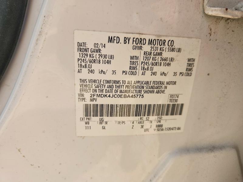 58744406 :رقم المزاد ، 2FMDK4JC0EBA45775 vin ، 2014 Ford Edge مزاد بيع