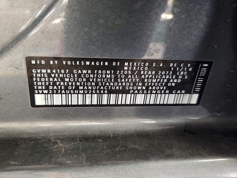 56343756 :رقم المزاد ، 3VW217AU5HM025546 vin ، 2017 Volkswagen Golf مزاد بيع