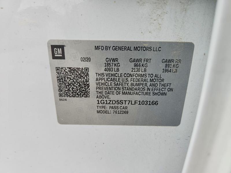 2020 Chevrolet Malibu მანქანა იყიდება აუქციონზე, vin: 1G1ZD5ST7LF103166, აუქციონის ნომერი: 58548436