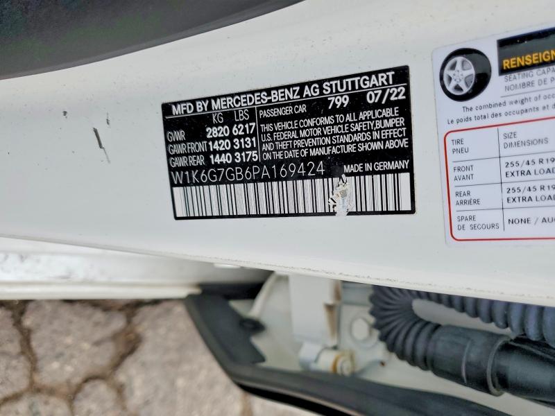 57051906 :رقم المزاد ، W1K6G7GB6PA169424 vin ، 2023 Mercedes-benz S مزاد بيع