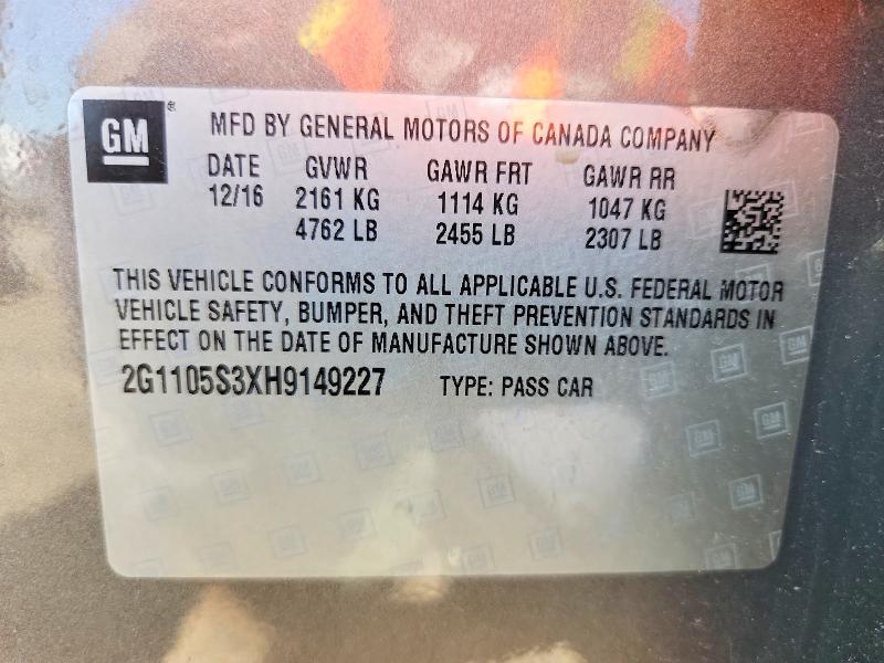 Продаж на аукціоні авто 2017 Chevrolet Impala, vin: 2G1105S3XH9149227, номер лоту: 51914886
