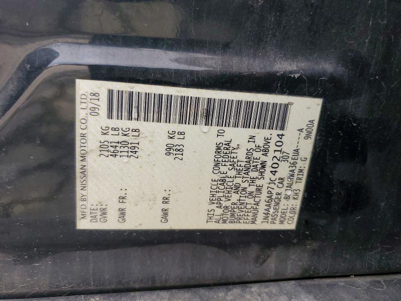 2018 Nissan Maxima მანქანა იყიდება აუქციონზე, vin: 1N4AA6AP7JC402104, აუქციონის ნომერი: 58833466