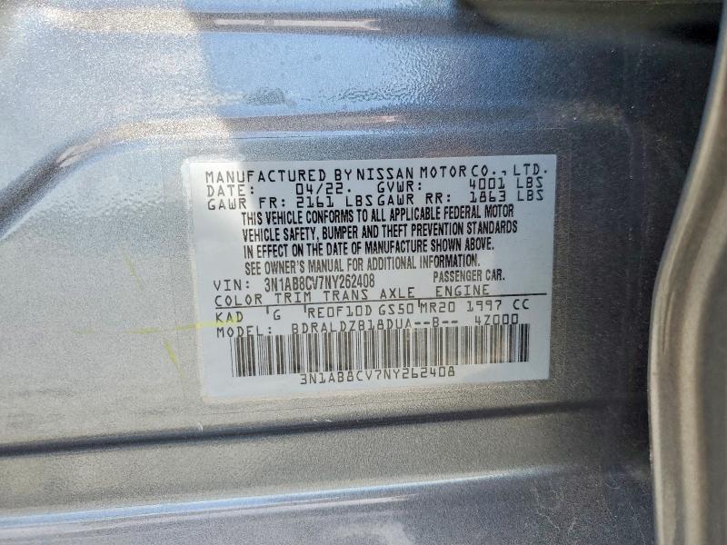 Продажа на аукционе авто 2022 Nissan Sentra, vin: 3N1AB8CV7NY262408, номер лота: 58190216