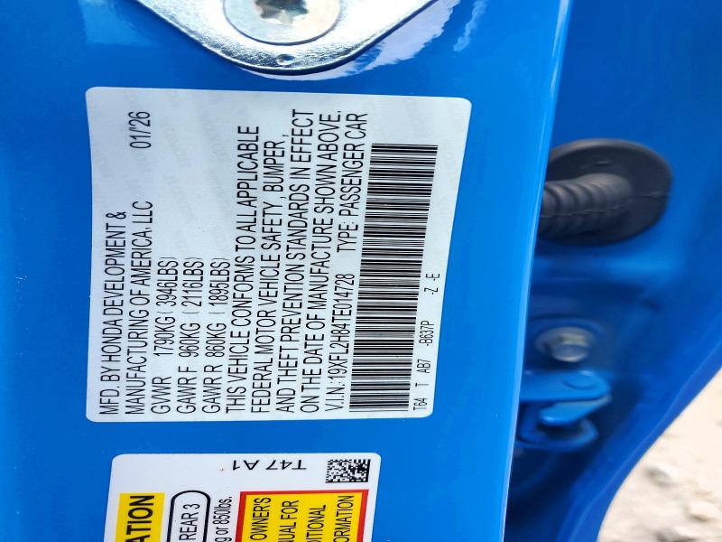 58111486 :رقم المزاد ، 19XFL2H84TE014728 vin ، 2026 Honda Civic مزاد بيع