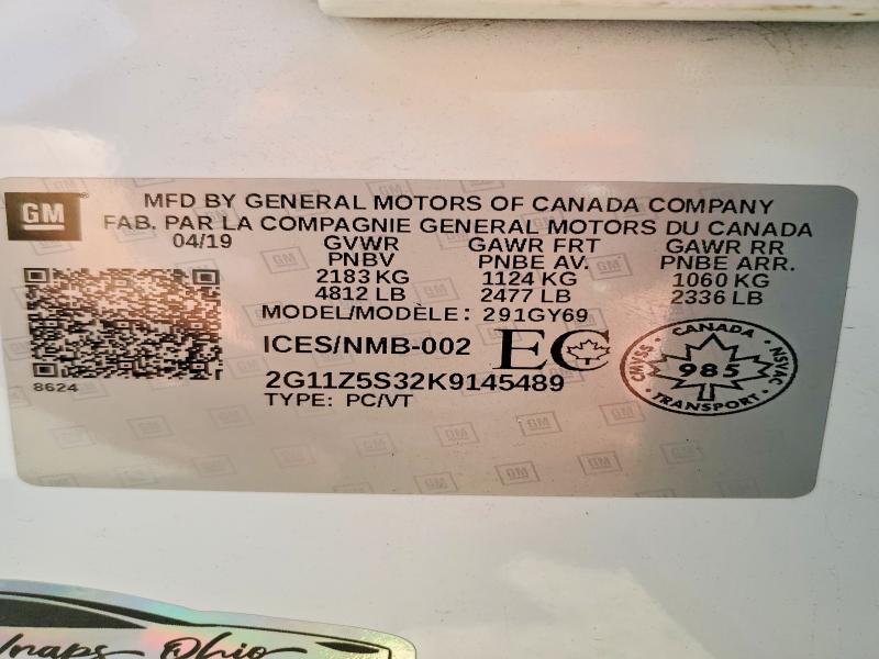 55906586 :رقم المزاد ، 2G11Z5S32K9145489 vin ، 2019 Chevrolet Impala مزاد بيع