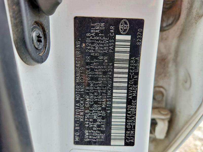 Aukcja sprzedaży 2019 Toyota Camry, vin: 4T1B11HK7KU774304, numer aukcji: 56635056