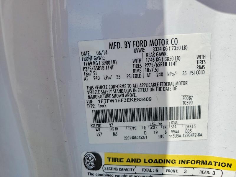 Aukcja sprzedaży 2014 Ford F150, vin: 1FTFW1EF3EKE83409, numer aukcji: 55731536