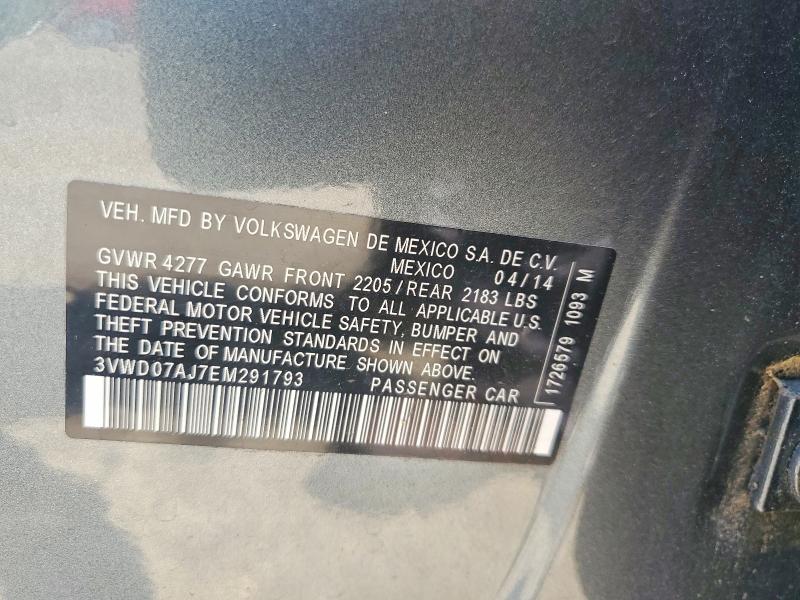 56138616 :رقم المزاد ، 3VWD07AJ7EM291793 vin ، 2014 Volkswagen Jetta مزاد بيع