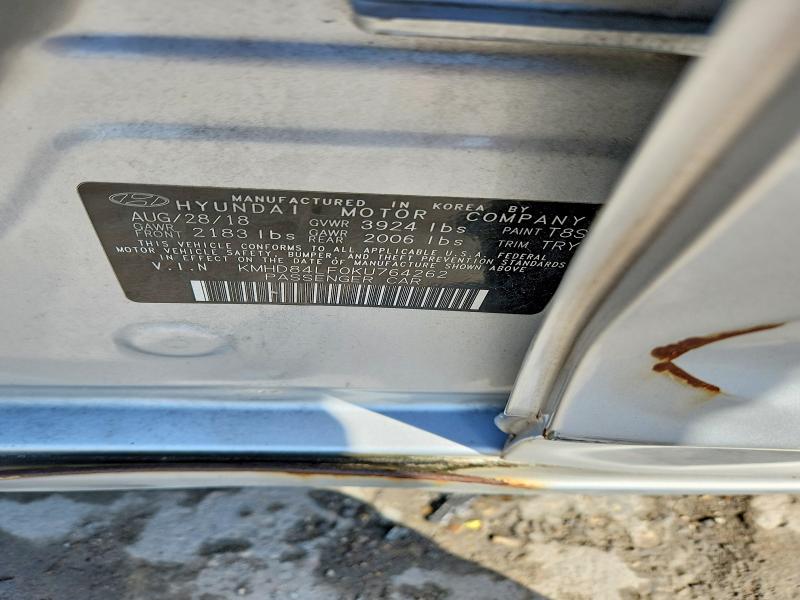 2019 Hyundai Elantra მანქანა იყიდება აუქციონზე, vin: KMHD84LF0KU764262, აუქციონის ნომერი: 56472666