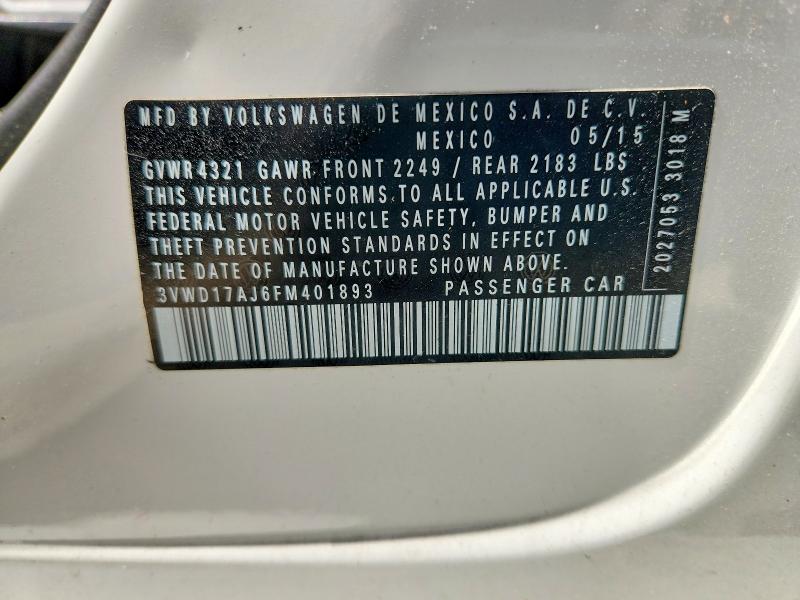 Продаж на аукціоні авто 2015 Volkswagen Jetta, vin: 3VWD17AJ6FM401893, номер лоту: 55860336