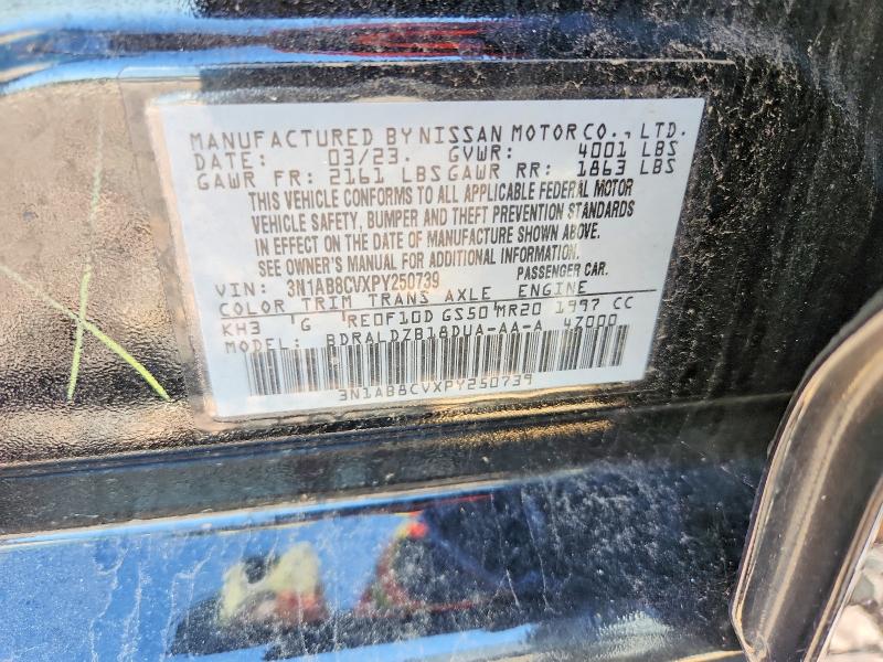 2023 Nissan Sentra მანქანა იყიდება აუქციონზე, vin: 3N1AB8CVXPY250739, აუქციონის ნომერი: 57337766