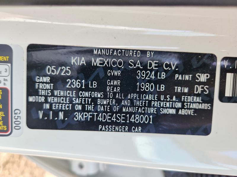 58156596 :رقم المزاد ، 3KPFT4DE4SE148001 vin ، 2025 Kia K4 مزاد بيع